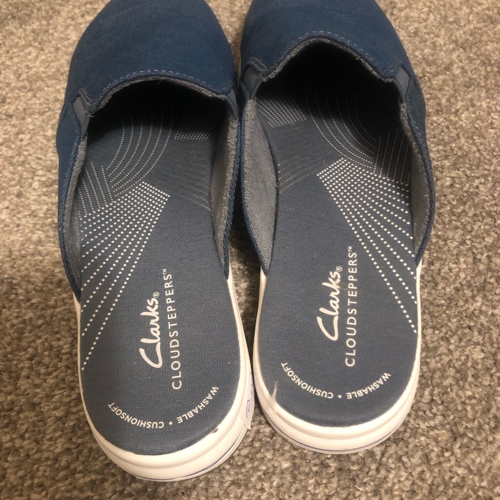 Clarks Blue and White Casual Slip-Ons